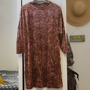 Zara Pink Velvet Shift Dress Medium
